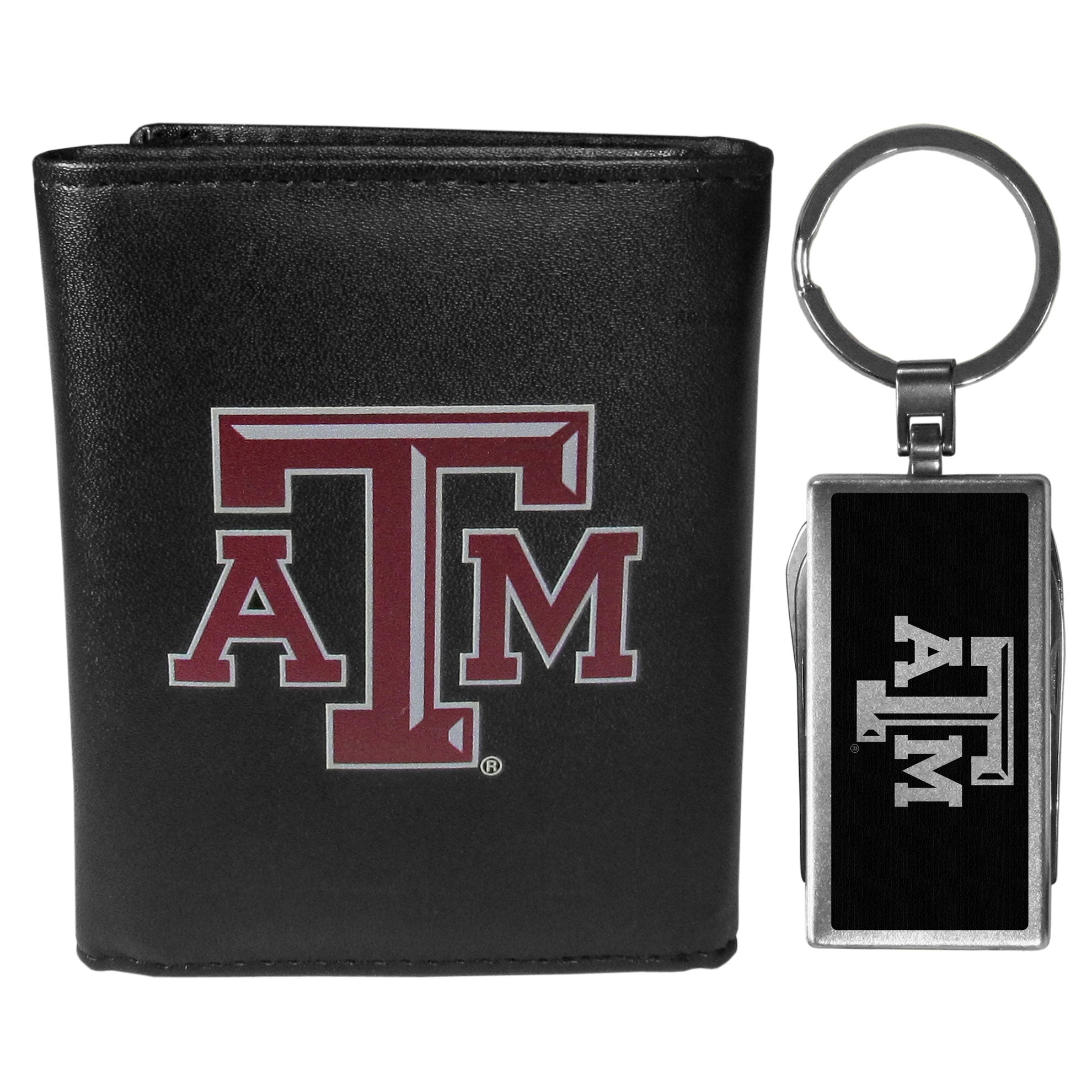 Texas A & M Aggies Leather Tri-fold Wallet & Multitool Key Chain