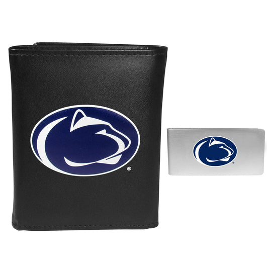 Penn St. Nittany Lions Leather Tri-fold Wallet & Money Clip