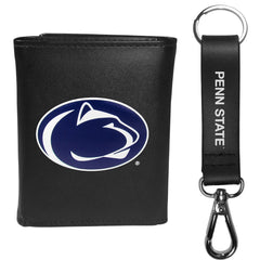 Penn St. Nittany Lions Leather Tri-fold Wallet & Strap Key Chain