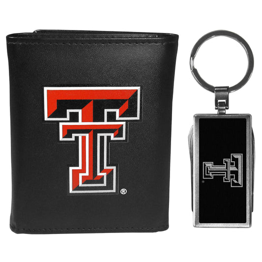 Texas Tech Raiders Leather Tri-fold Wallet & Multitool Key Chain