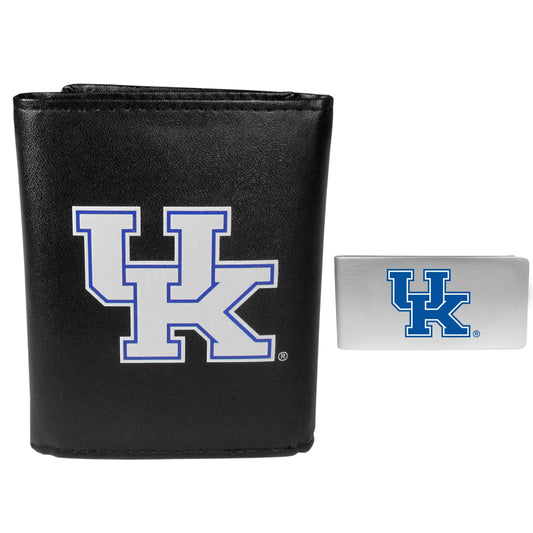 Kentucky Wildcats Leather Tri-fold Wallet & Money Clip - Kentucky Wildcats