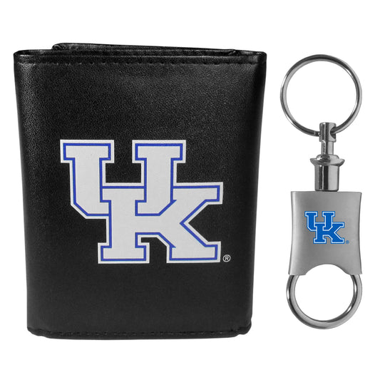 Kentucky Wildcats Leather Tri-fold Wallet & Valet Key Chain - Kentucky Wildcats