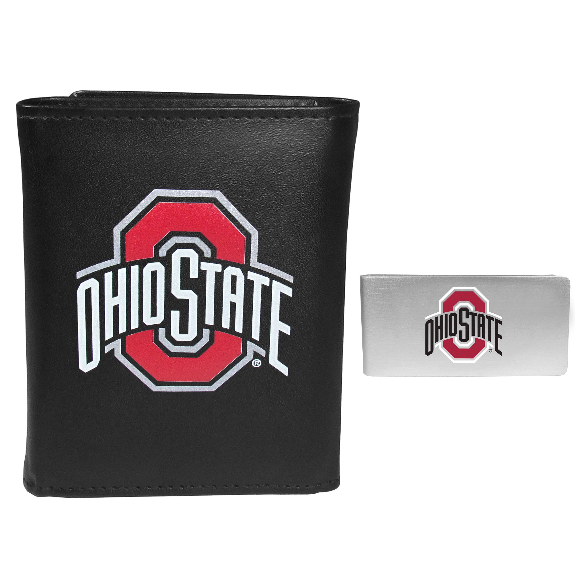 Ohio St. Buckeyes Leather Tri-fold Wallet & Money Clip