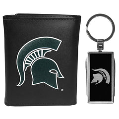 Michigan St. Spartans Leather Tri-fold Wallet & Multitool Key Chain