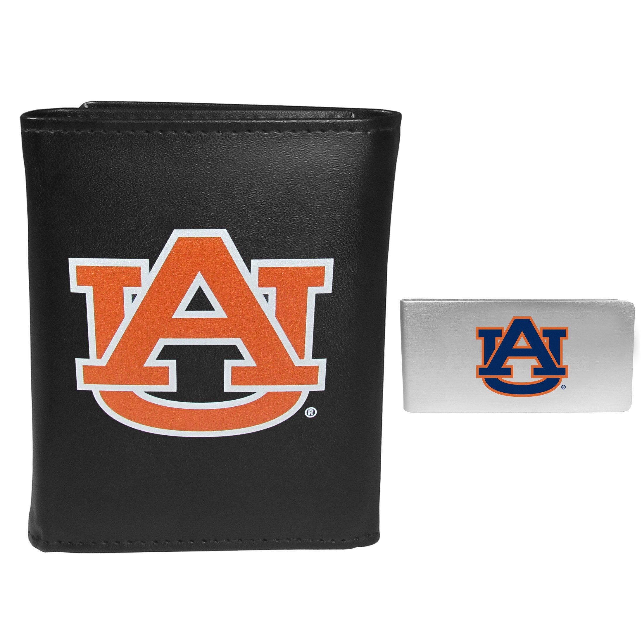 Auburn Tigers Leather Tri-fold Wallet & Money Clip