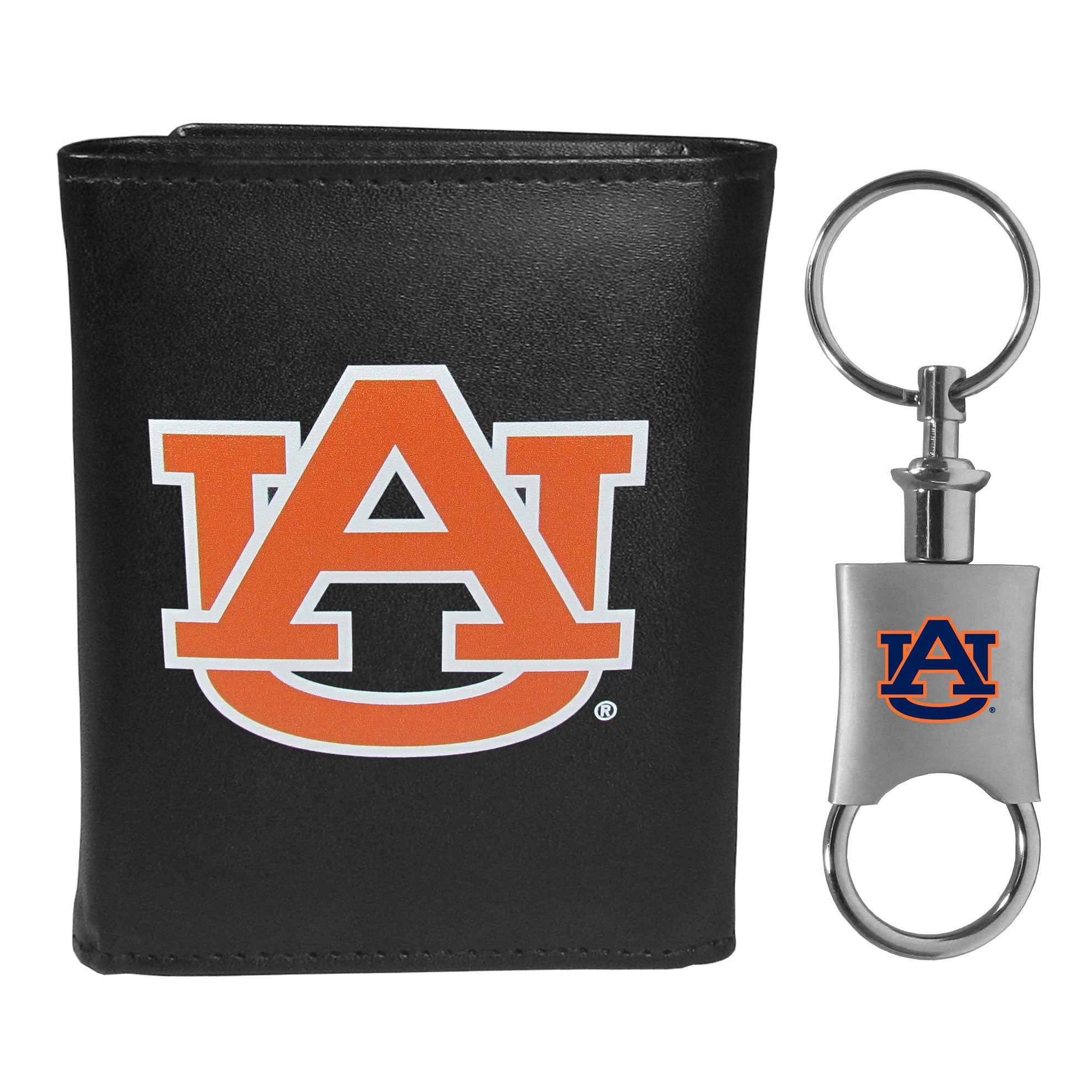 Auburn Tigers Leather Tri-fold Wallet & Valet Key Chain