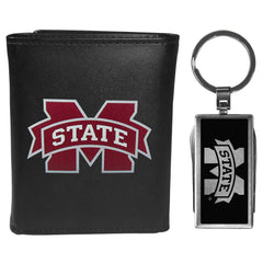 Mississippi St. Bulldogs Leather Tri-fold Wallet & Multitool Key Chain