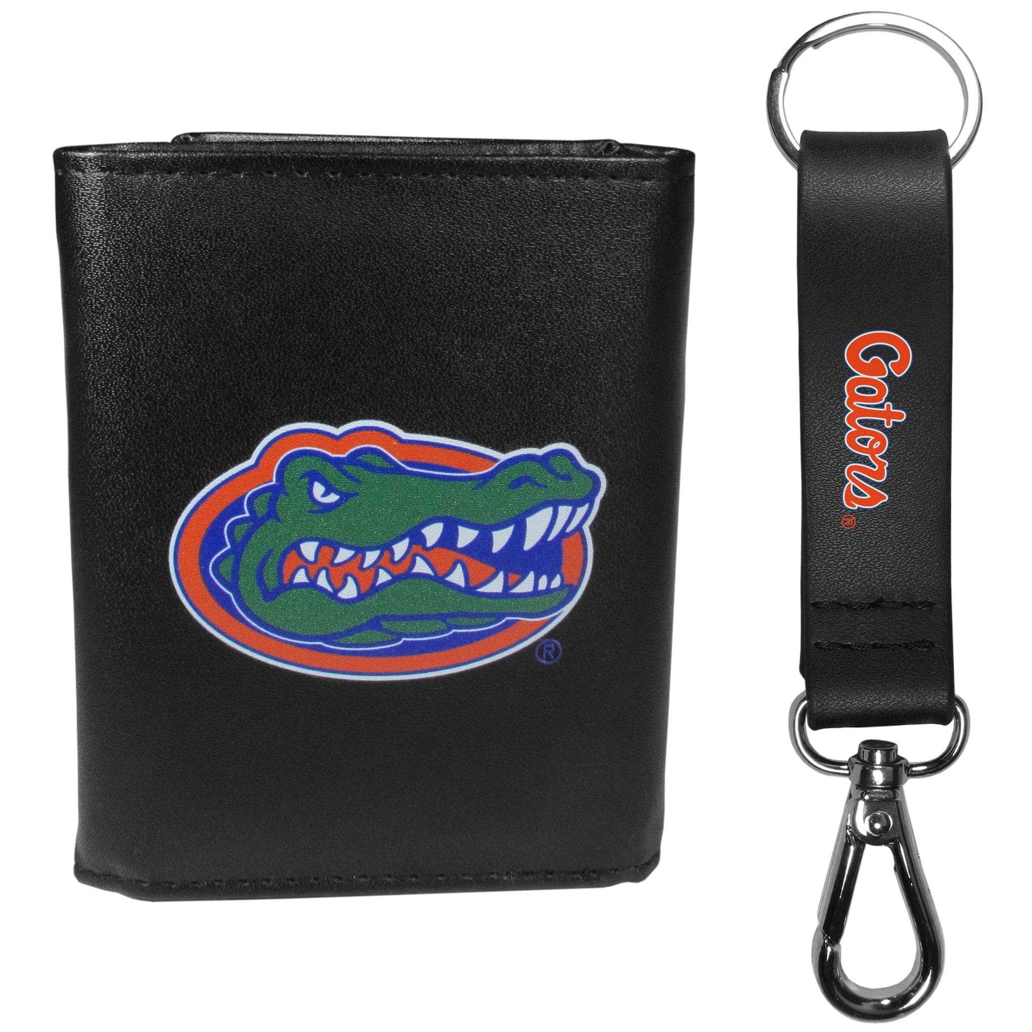 Florida Gators Leather Tri-fold Wallet & Strap Key Chain - Florida Gators