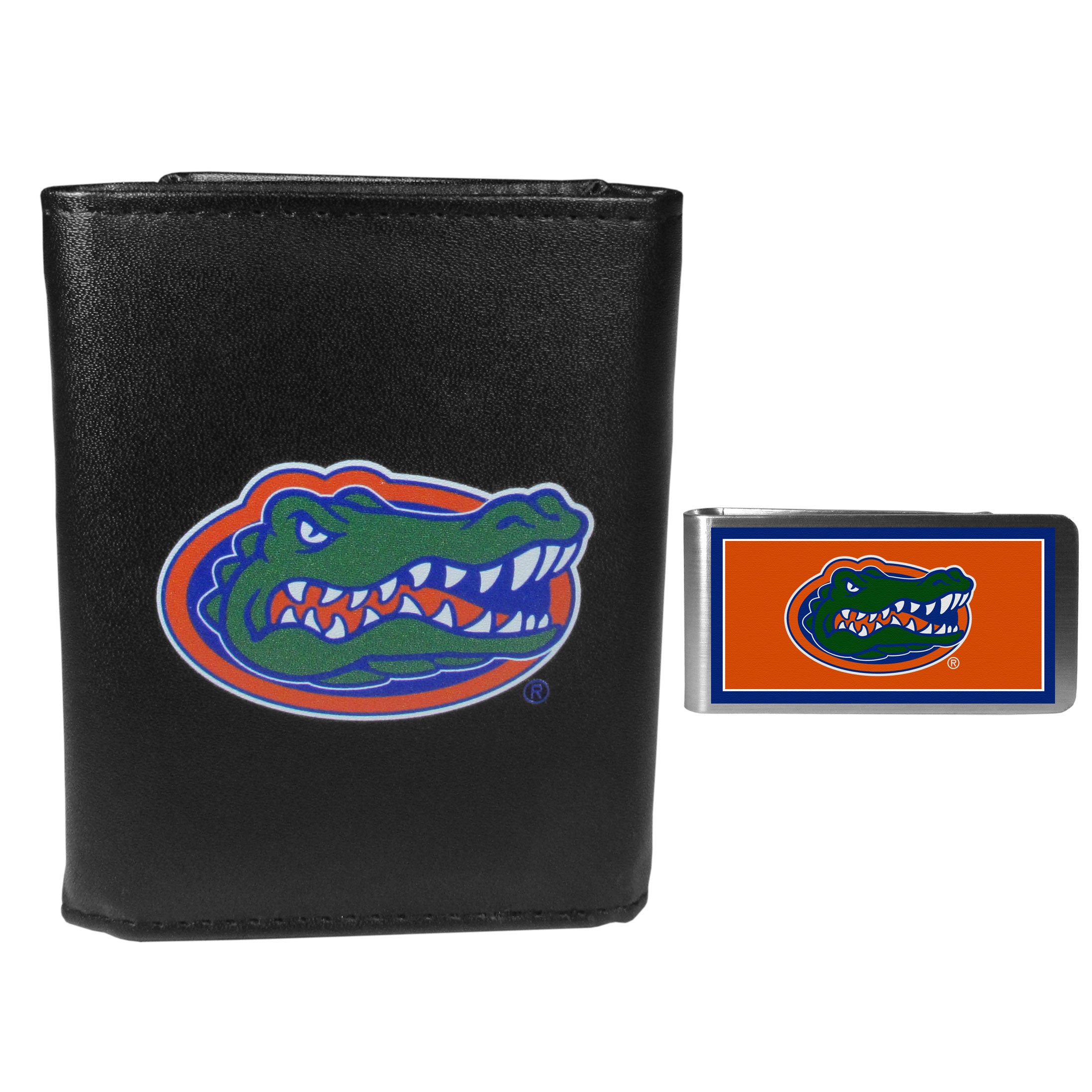 Florida Gators Leather Tri-fold Wallet & Color Money Clip