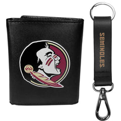 Florida St. Seminoles Leather Tri-fold Wallet & Strap Key Chain