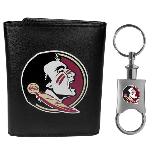 Florida St. Seminoles Leather Tri-fold Wallet & Valet Key Chain