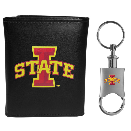 Iowa St. Cyclones Leather Tri-fold Wallet & Valet Key Chain