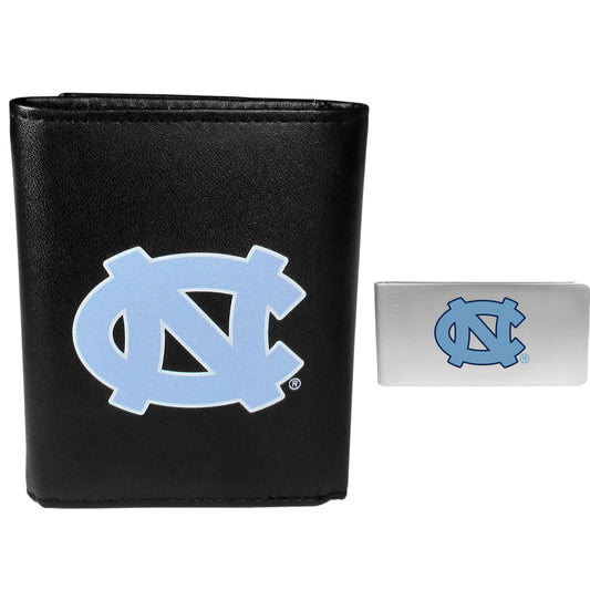 N. Carolina Tar Heels Leather Tri-fold Wallet & Money Clip