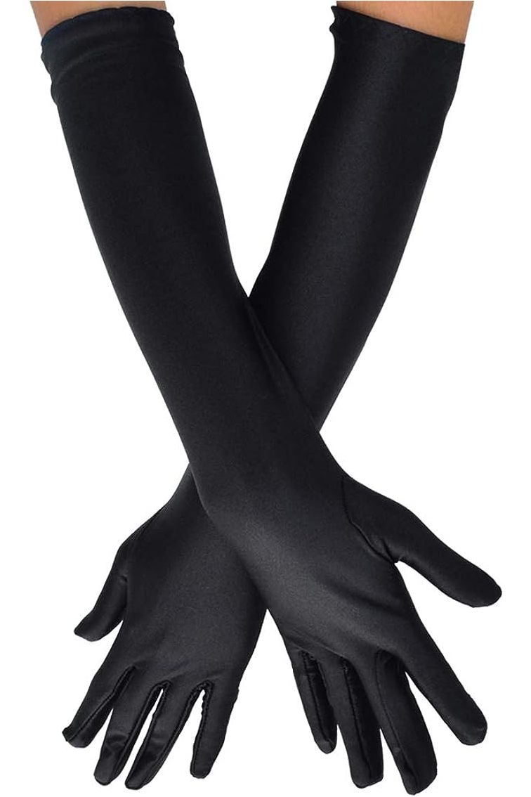 Daisy Corsets Black Satin Gloves - Long