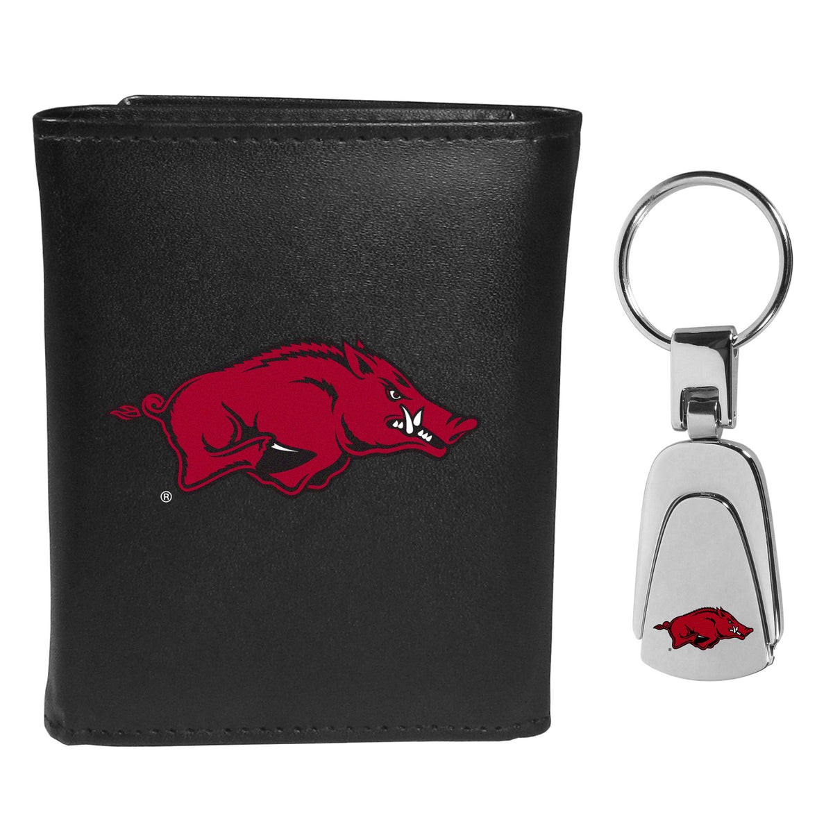 Arkansas Razorbacks Tri-fold Wallet & Steel Key Chain