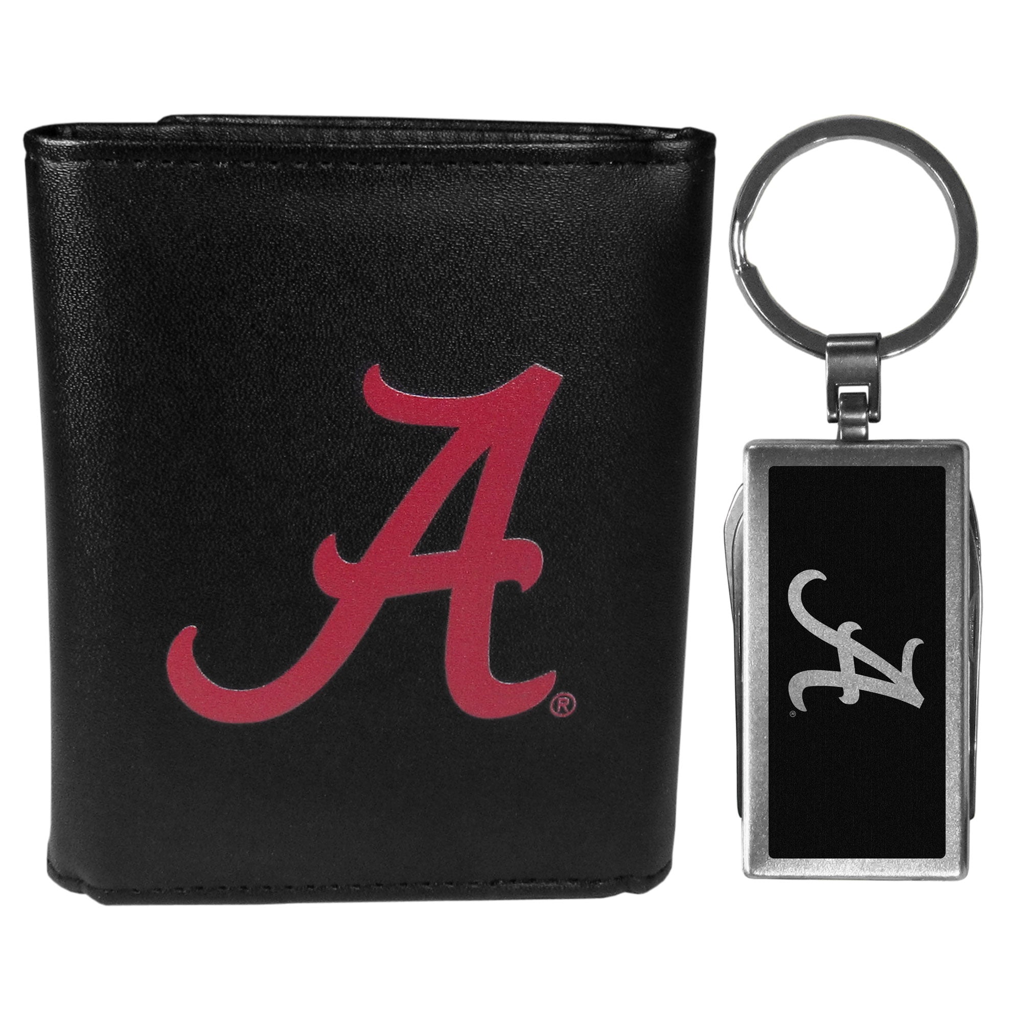 Alabama Crimson Tide Tri-fold Wallet & Multitool Key Chain Black