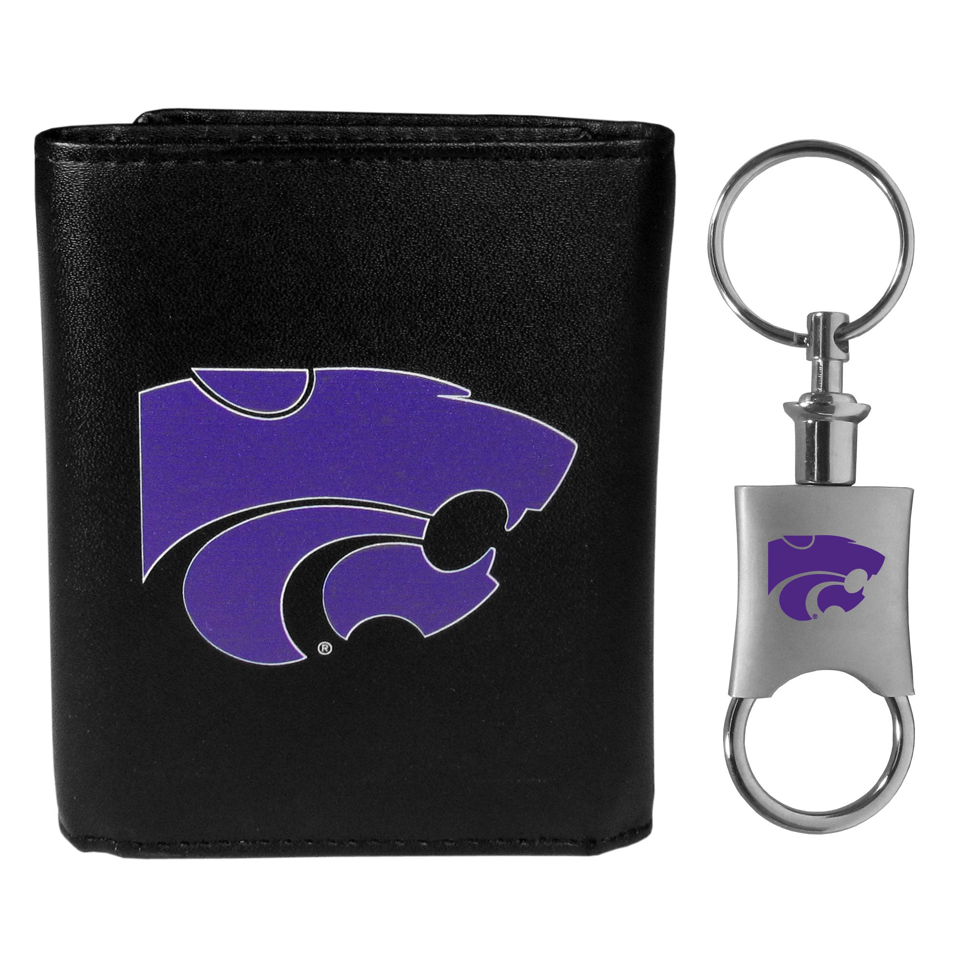 Kansas St. Wildcats Tri-fold Wallet & Valet Key Chain