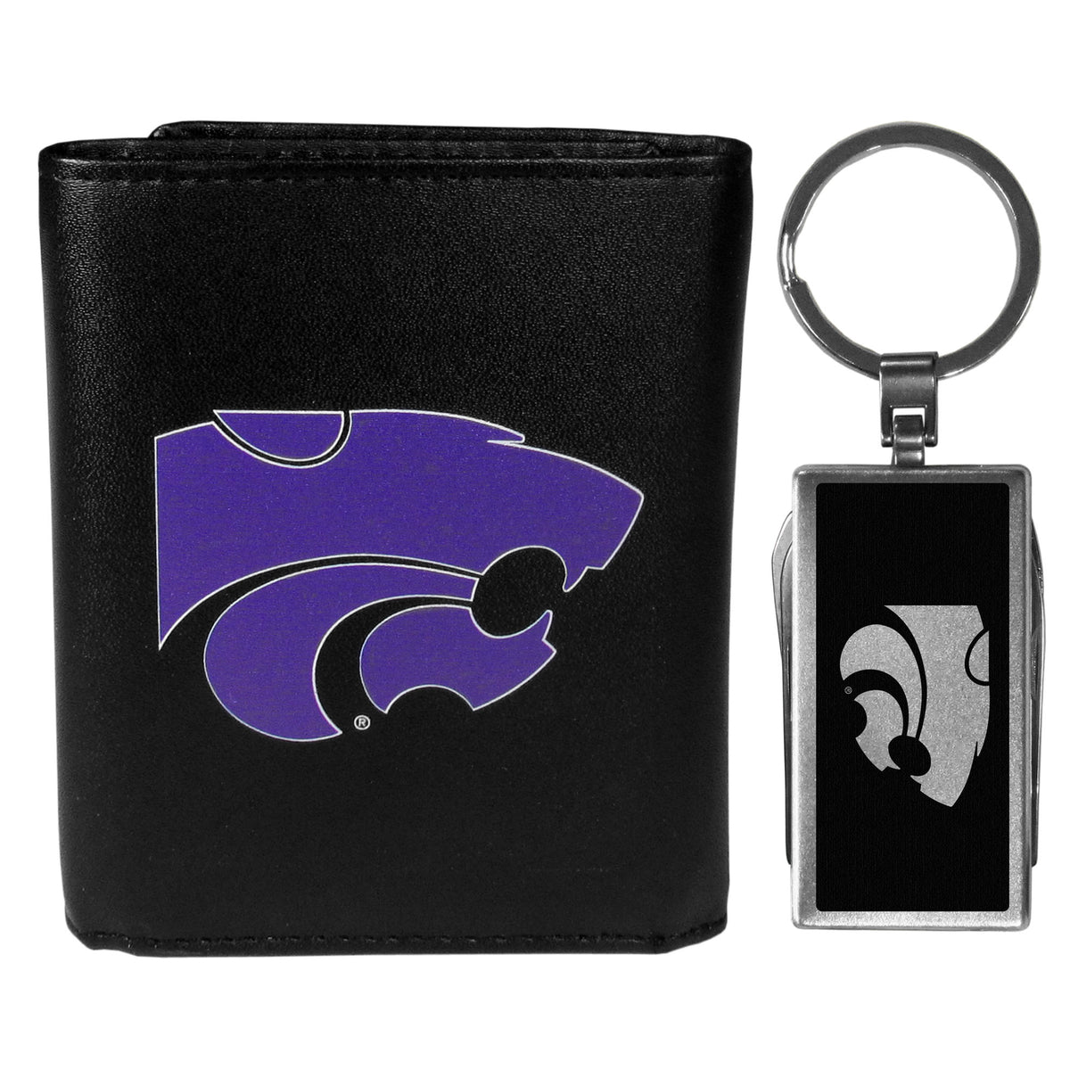 Kansas St. Wildcats Tri-fold Wallet & Multitool Key Chain Black