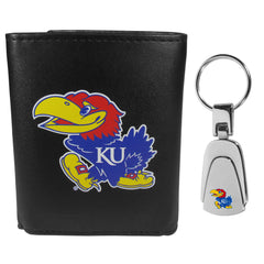 Kansas Jayhawks Tri-fold Wallet & Steel Key Chain