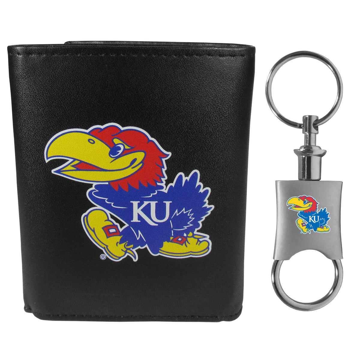 Kansas Jayhawks Tri-fold Wallet & Valet Key Chain