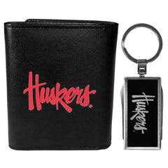 Nebraska Cornhuskers Tri-fold Wallet & Multitool Key Chain Black