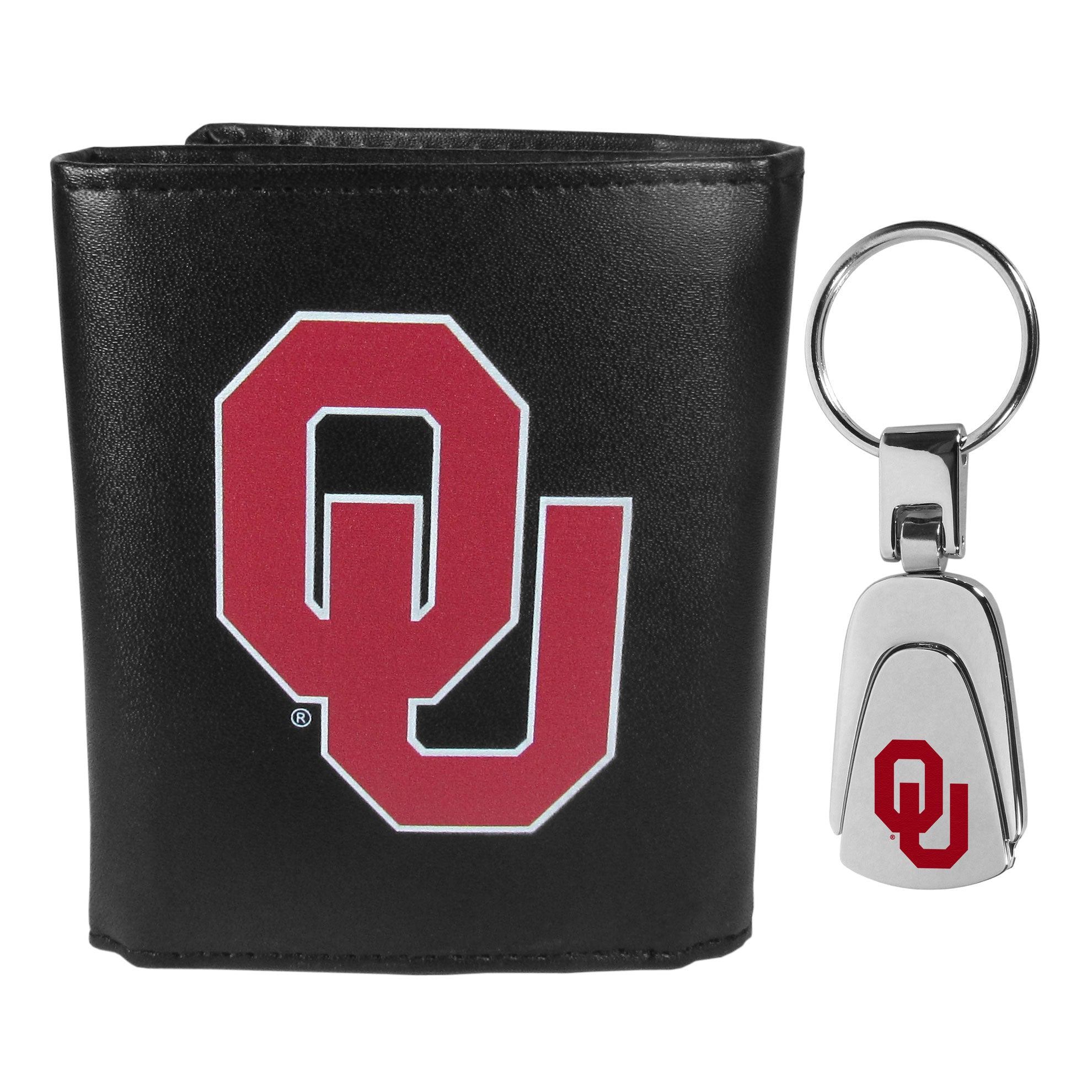 Oklahoma Sooners Tri-fold Wallet & Steel Key Chain