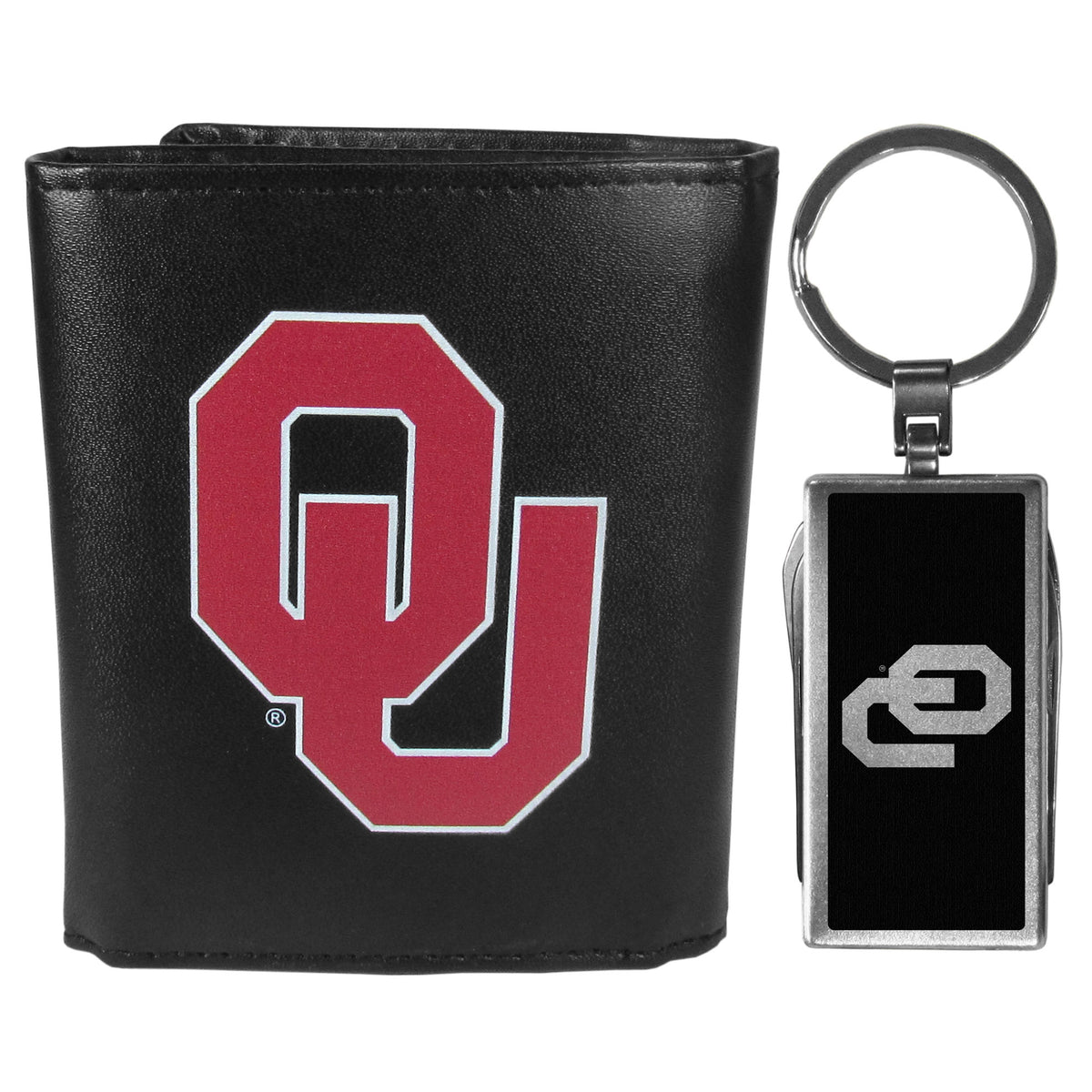 Oklahoma Sooners Tri-fold Wallet & Multitool Key Chain Black