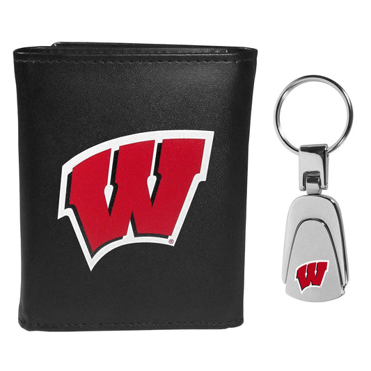 Wisconsin Badgers Tri-fold Wallet & Steel Key Chain