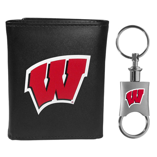 Wisconsin Badgers Tri-fold Wallet & Valet Key Chain