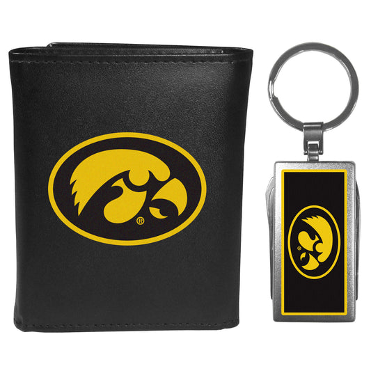 Iowa Hawkeyes Tri-fold Wallet & Multitool Key Chain