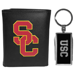 USC Trojans Tri-fold Wallet & Multitool Key Chain Black