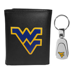 W. Virginia Mountaineers Tri-fold Wallet & Steel Key Chain