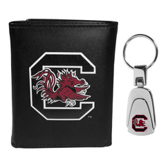 S. Carolina Gamecocks Tri-fold Wallet & Steel Key Chain