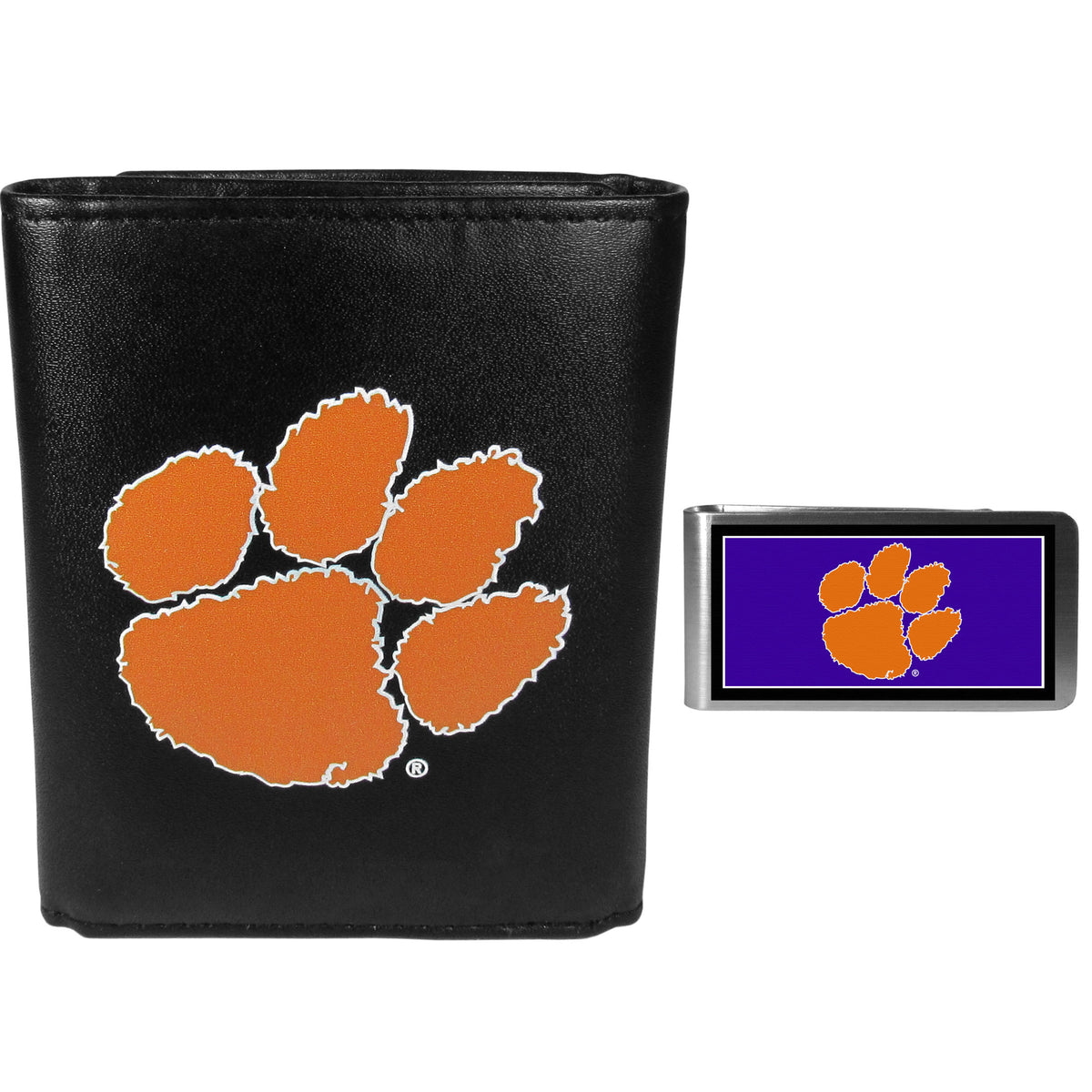 Clemson Tigers Tri-fold Wallet & Color Money Clip