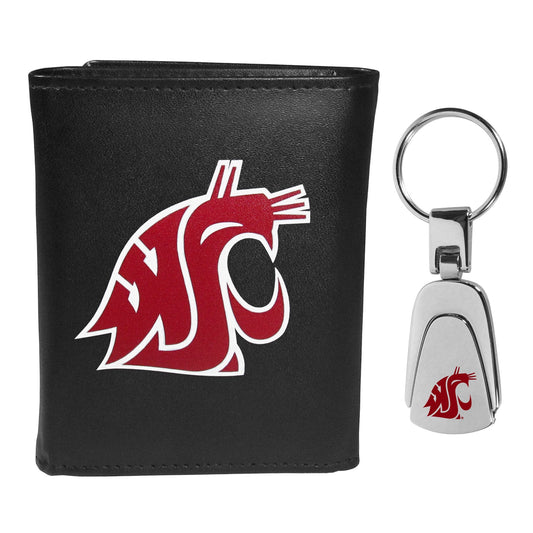 Washington St. Cougars Tri-fold Wallet & Steel Key Chain