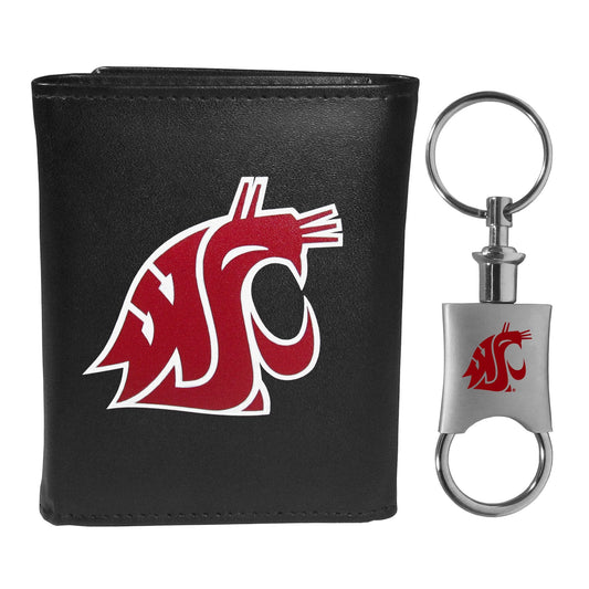 Washington St. Cougars Tri-fold Wallet & Valet Key Chain