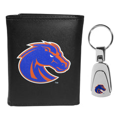 Boise St. Broncos Tri-fold Wallet & Steel Key Chain