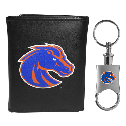 Boise St. Broncos Tri-fold Wallet & Valet Key Chain