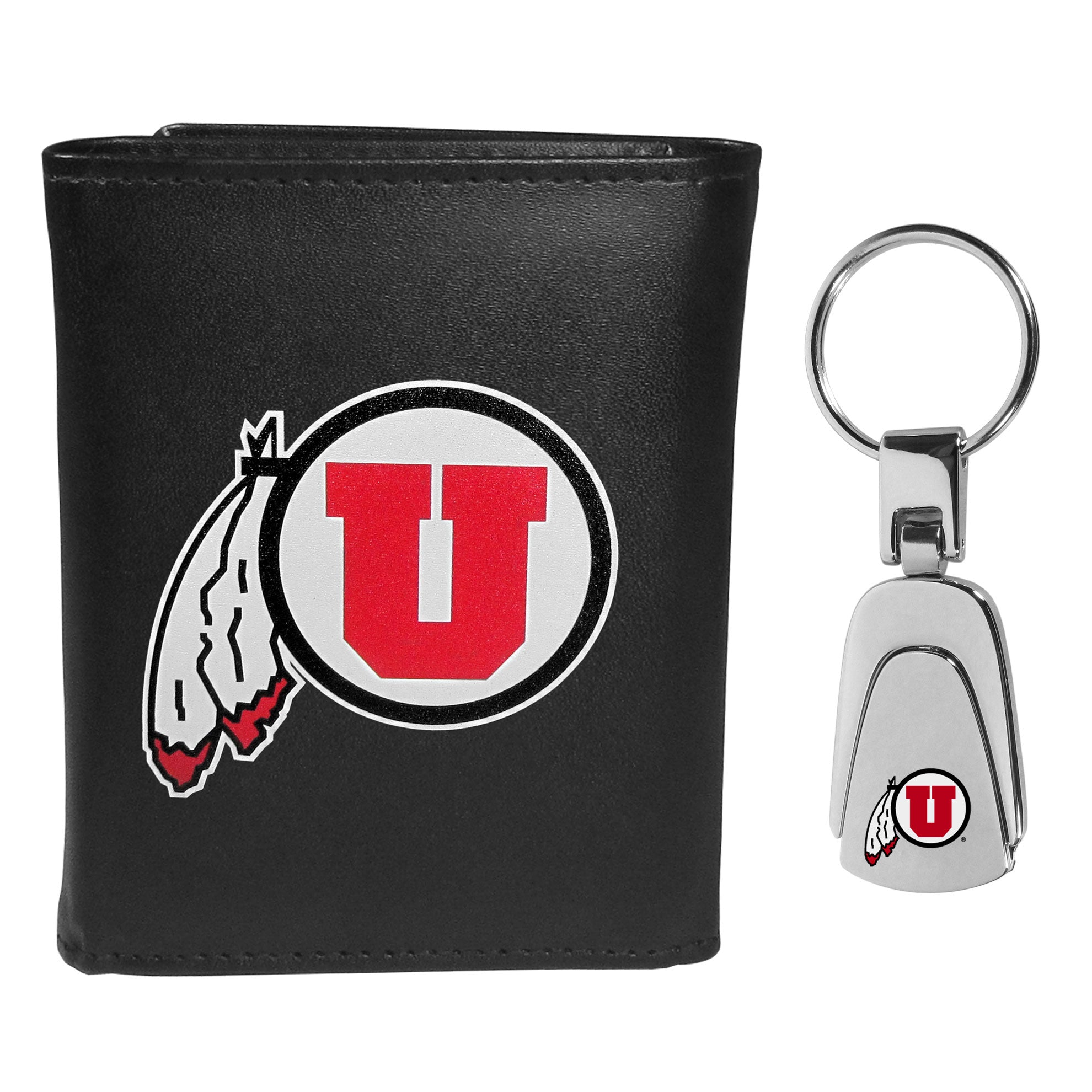 Utah Utes Tri-fold Wallet & Steel Key Chain