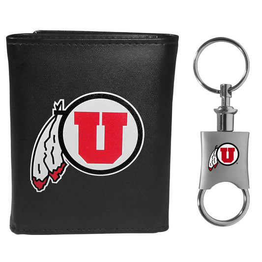 Utah Utes Tri-fold Wallet & Valet Key Chain - Utah Utes