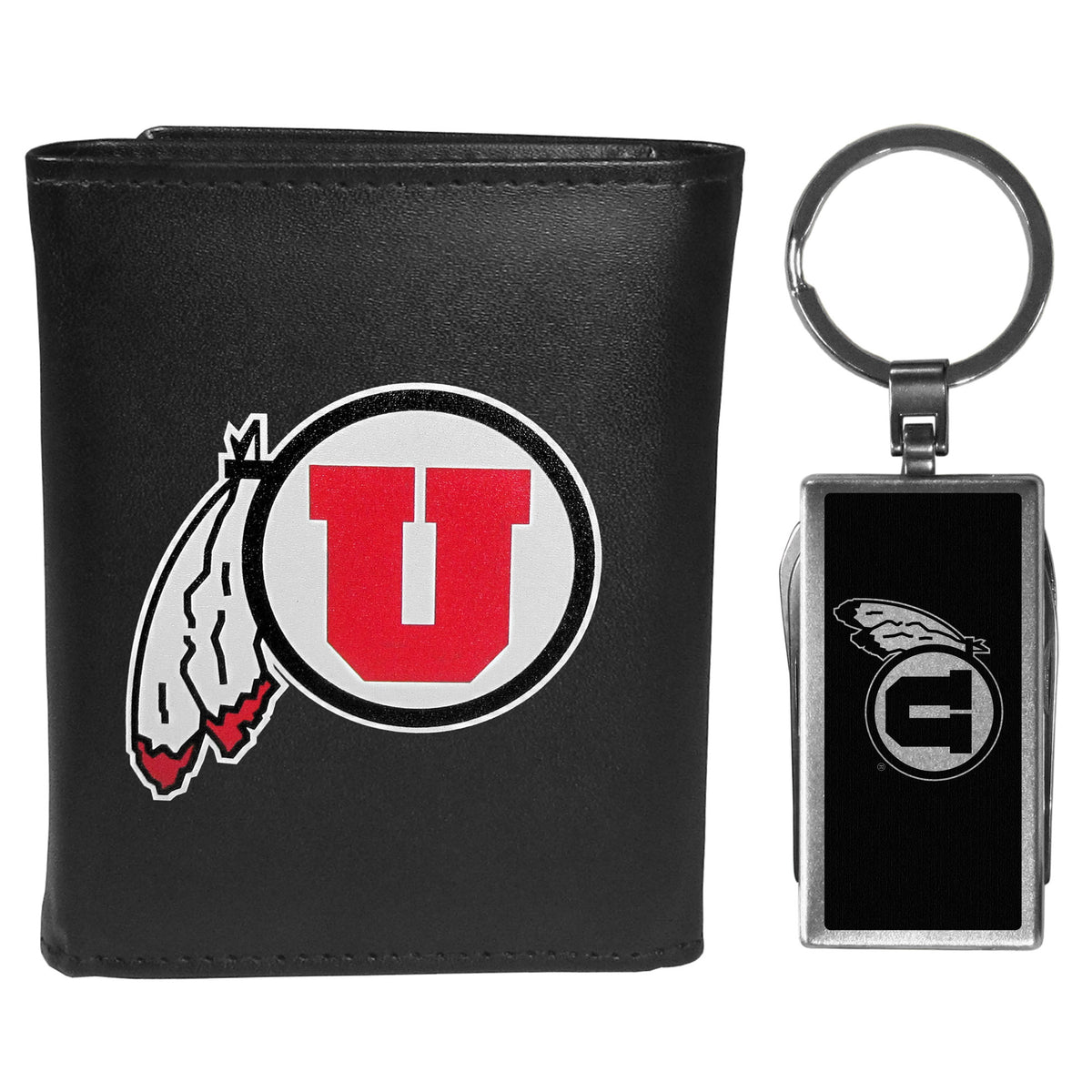 Utah Utes Tri-fold Wallet & Multitool Key Chain Black