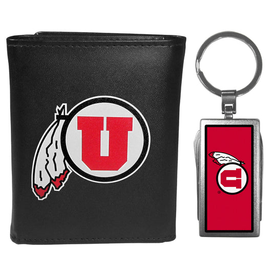 Utah Utes Tri-fold Wallet & Multitool Key Chain - Utah Utes