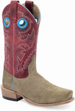 Old West Camel Suede Foot Cloudy Red Shaft Men's Western Boots