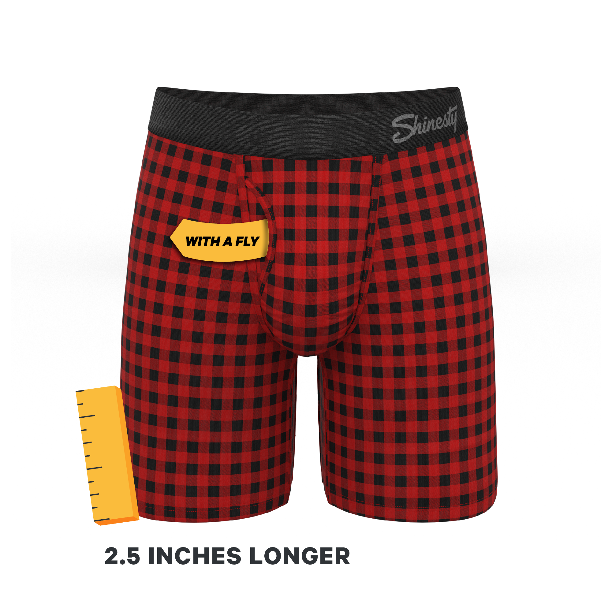 The Cardinal | Micro Buffalo Check Long Leg Ball Hammock® Pouch Underwear With Fly - Shinesty