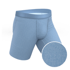 The Chambray All Day | Blue Chambray Long Leg Ball Hammock® Pouch Underwear With Fly