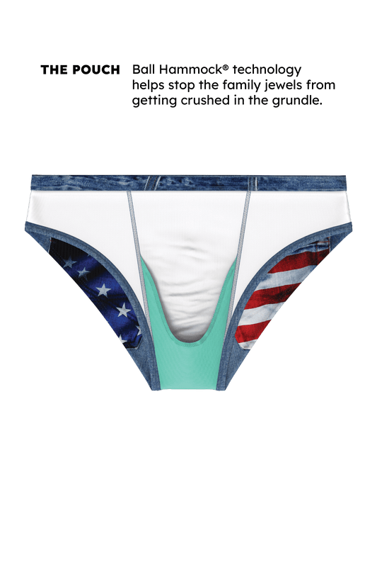 The Chattahoochee Daddy | USA Denim Print Ball Hammock® Pouch Swim Briefs