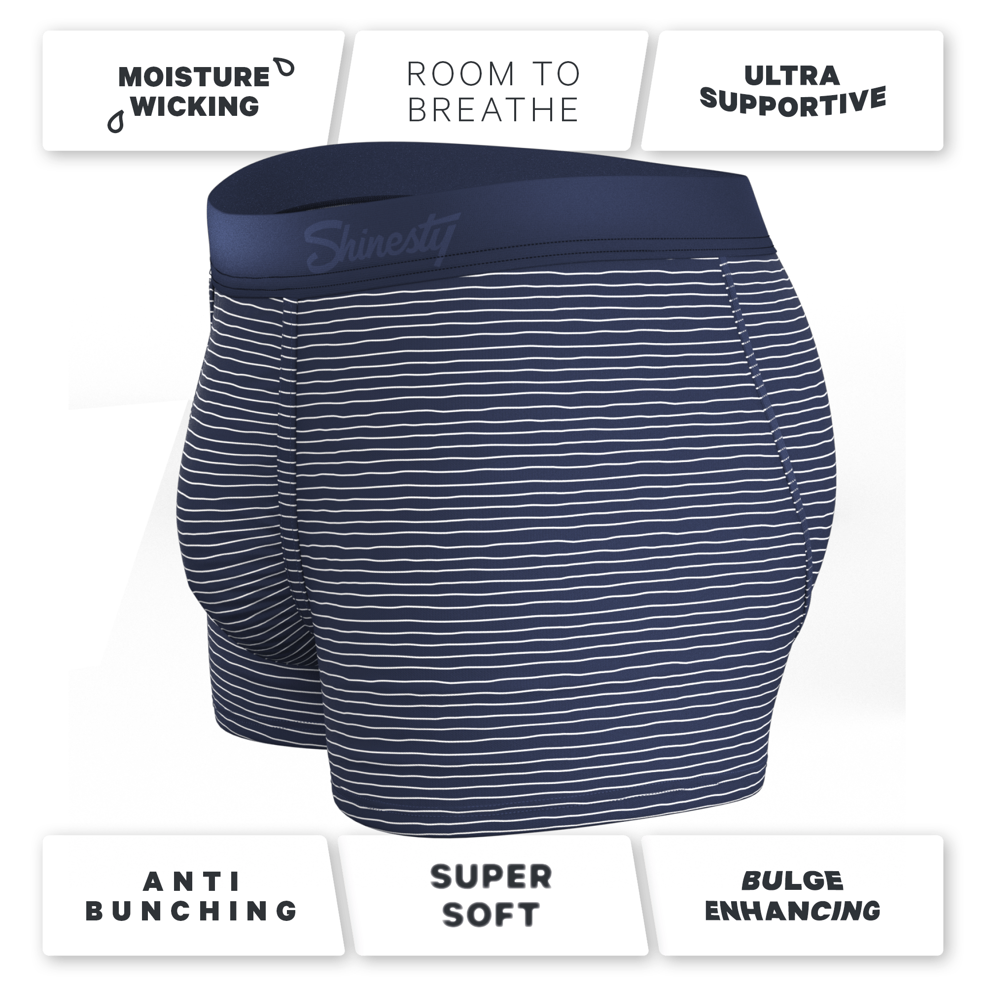 The Cheek Streak | White Stripe Ball Hammock® Pouch Trunks Underwear - Shinesty