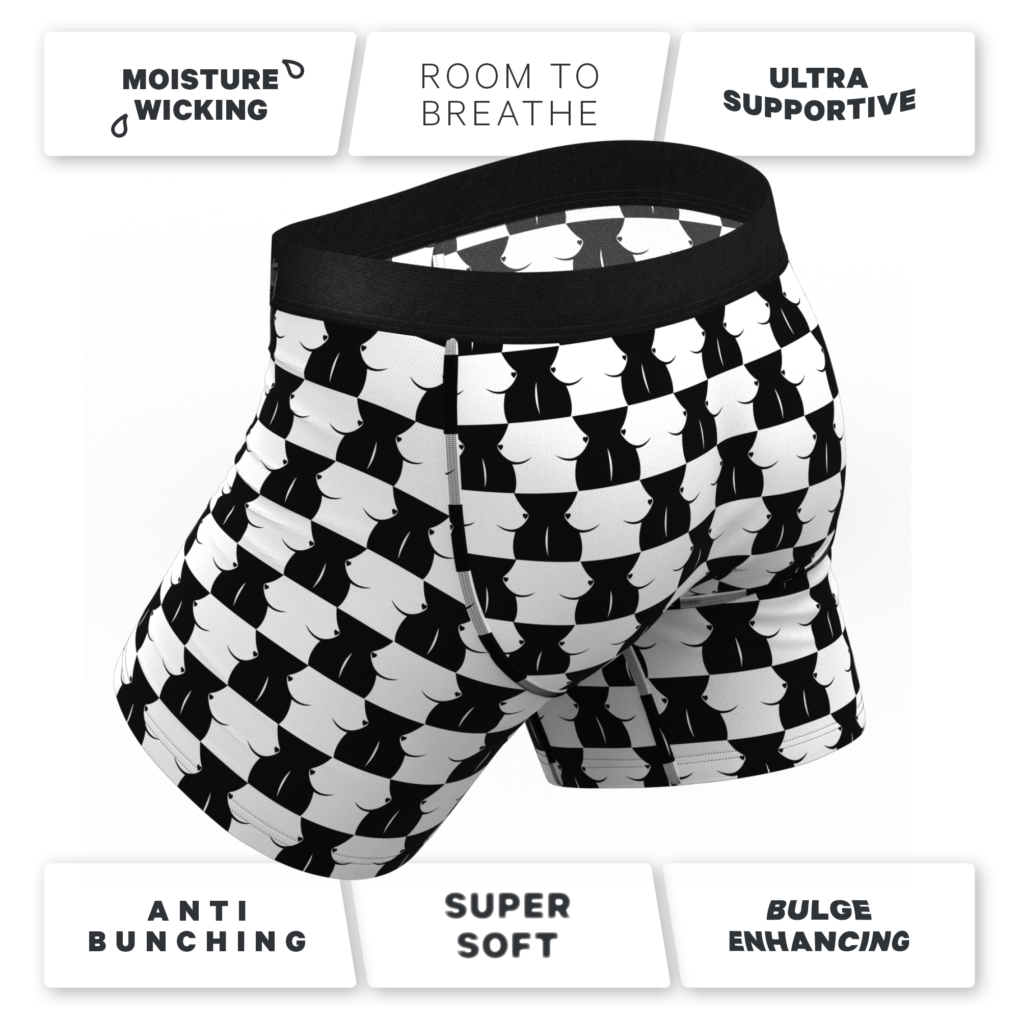 The Chest Mate | Checkered Ball Hammock® Pouch Underwear With Fly - Shinesty