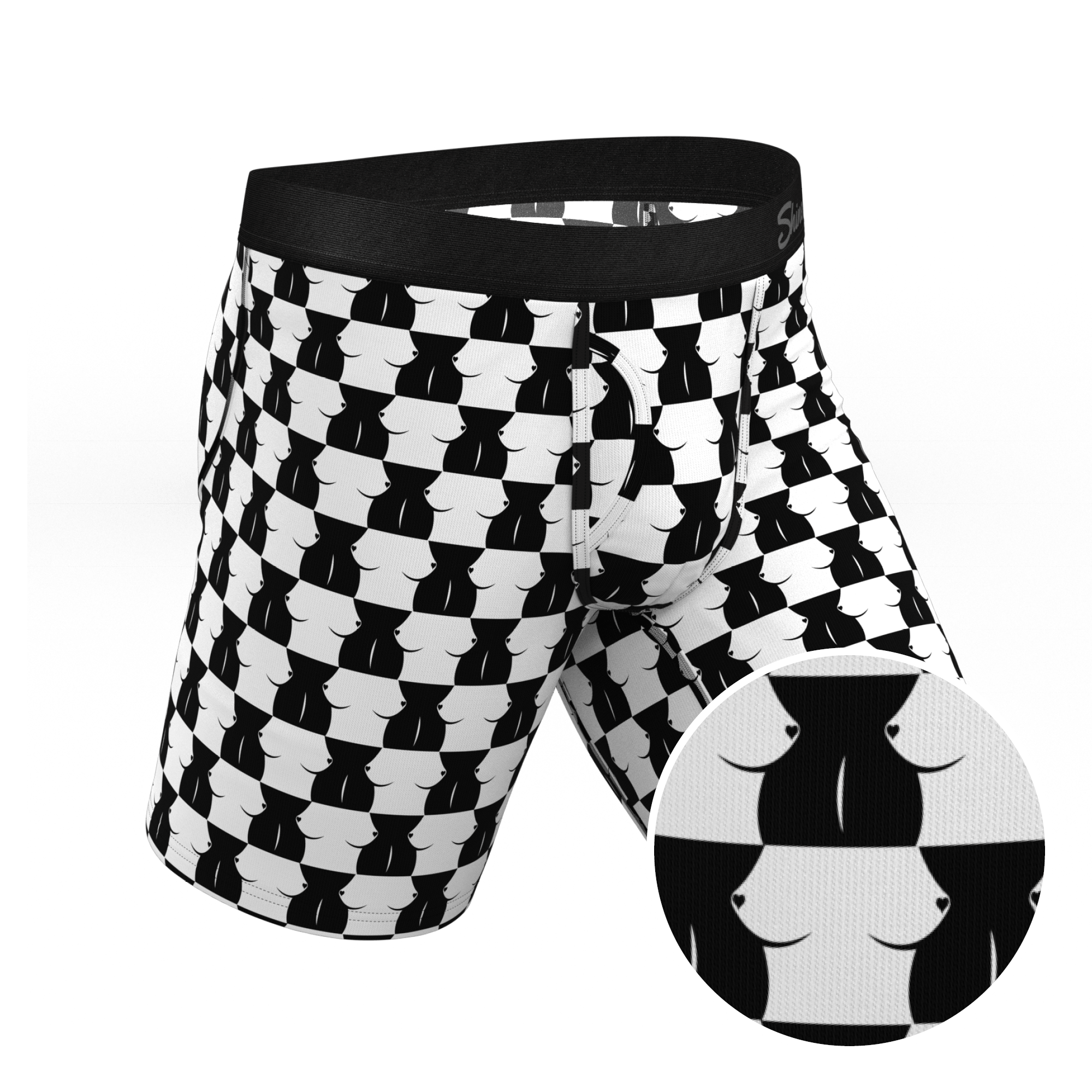 The Chest Mate | Checkered Long Leg Ball Hammock® Pouch Underwear With Fly - Shinesty