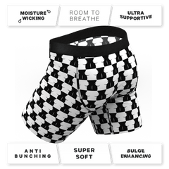 The Chest Mate | Checkered Long Leg Ball Hammock® Pouch Underwear With Fly - Shinesty